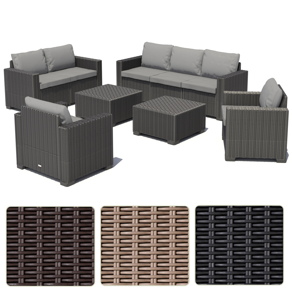 POLY RATTAN GARTENMÖBEL LOUNGE SET RATTANOPTIK SITZGRUPPE ...